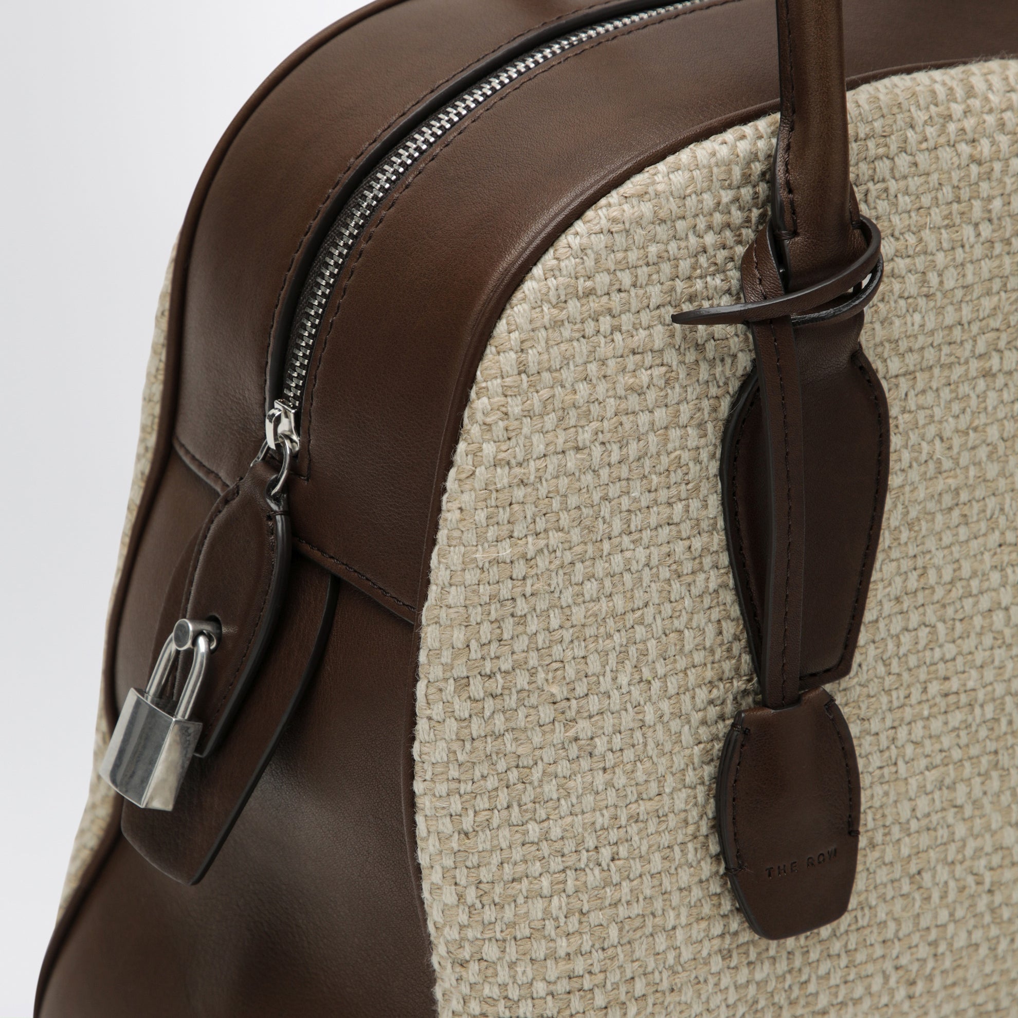 India 12 natural/brown canvas and leather bag
