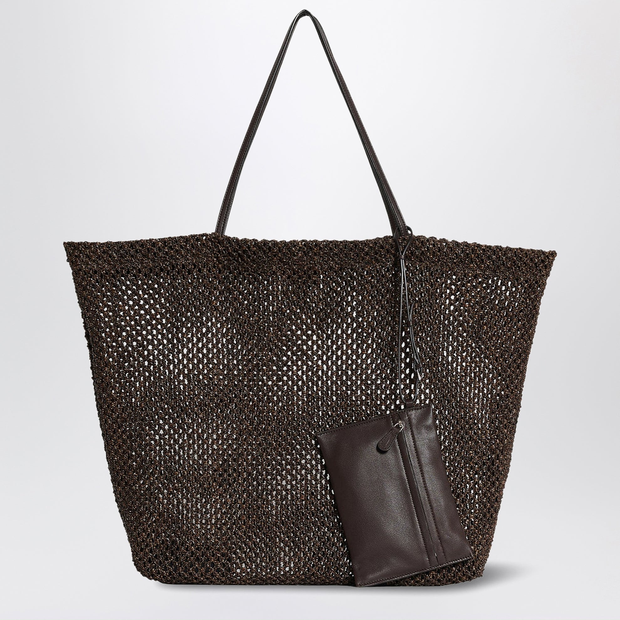 Borsa tote Barn in nylon crochet marrone scuro