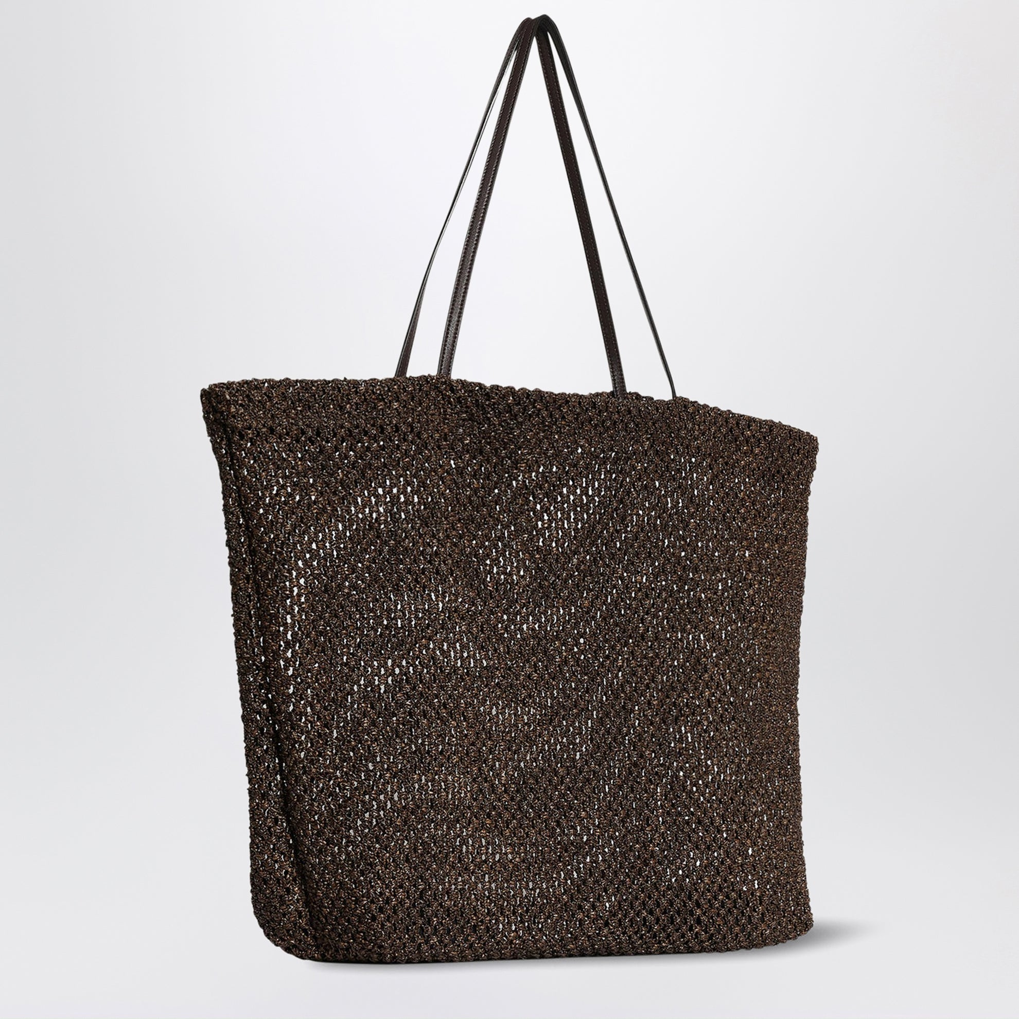 Borsa tote Barn in nylon crochet marrone scuro