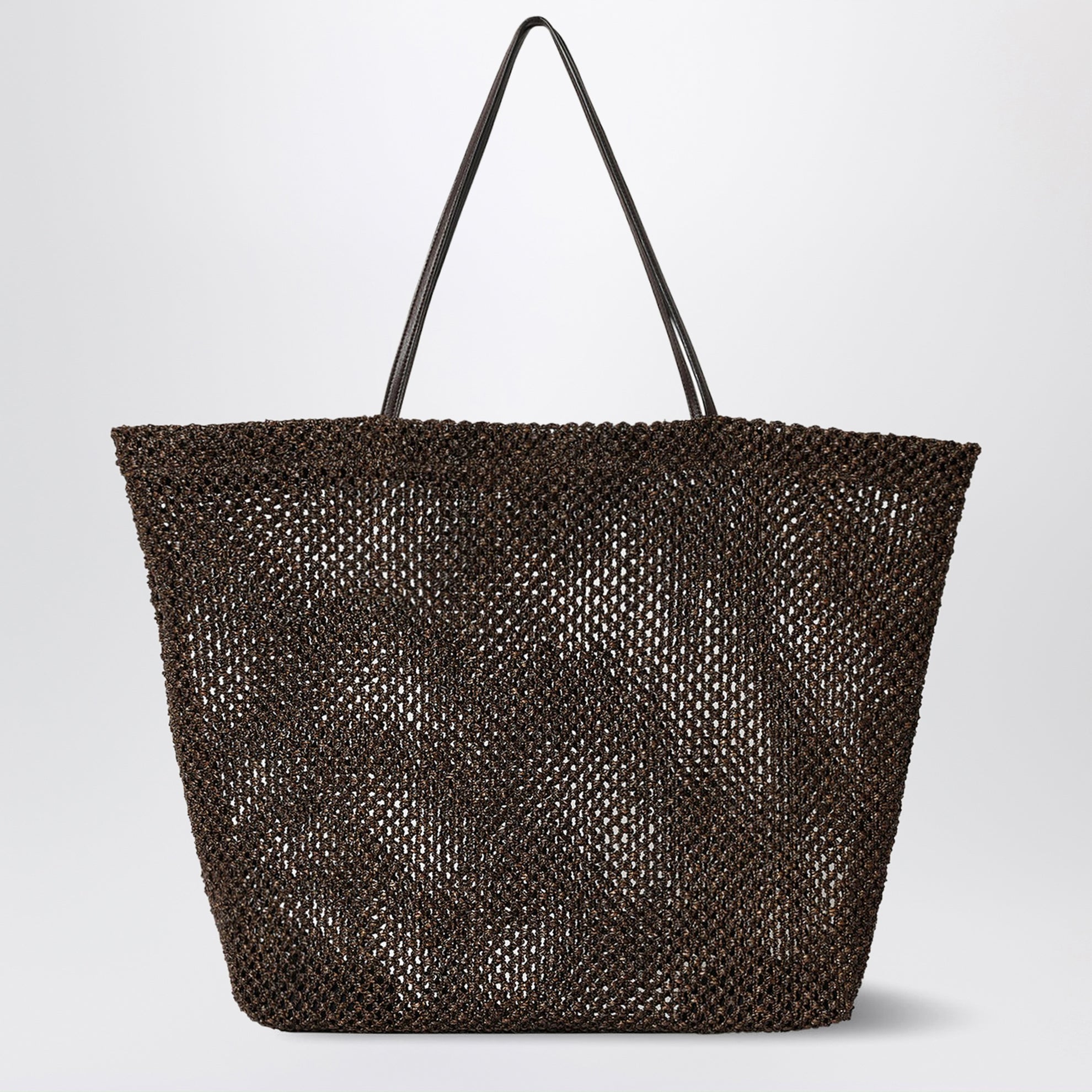 Borsa tote Barn in nylon crochet marrone scuro