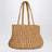Borsa Estelle Two in rafia intrecciata color Thé