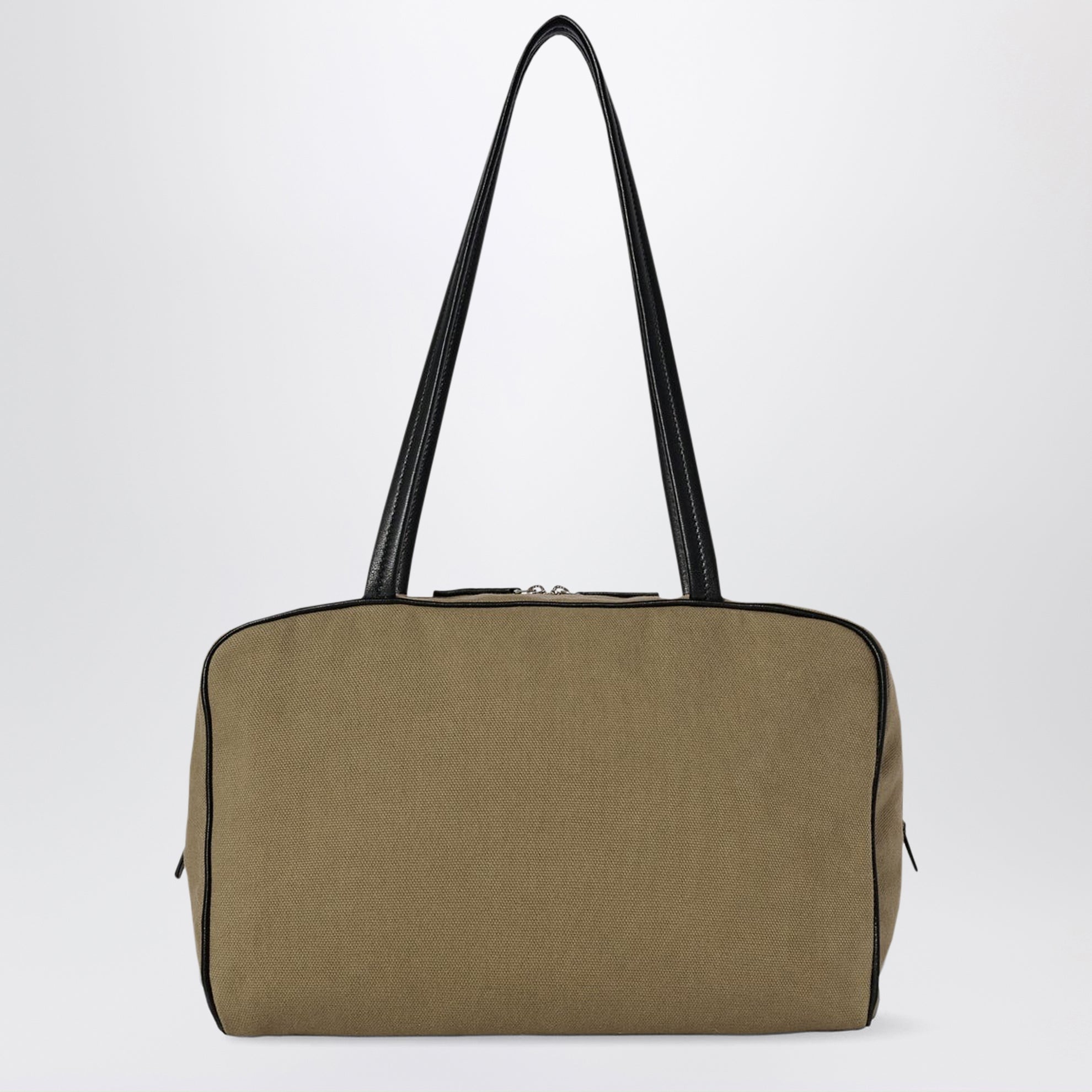 Bowlingtasche Astra aus Baumwollcanvas mit Leder in Schlamm/Schwarz