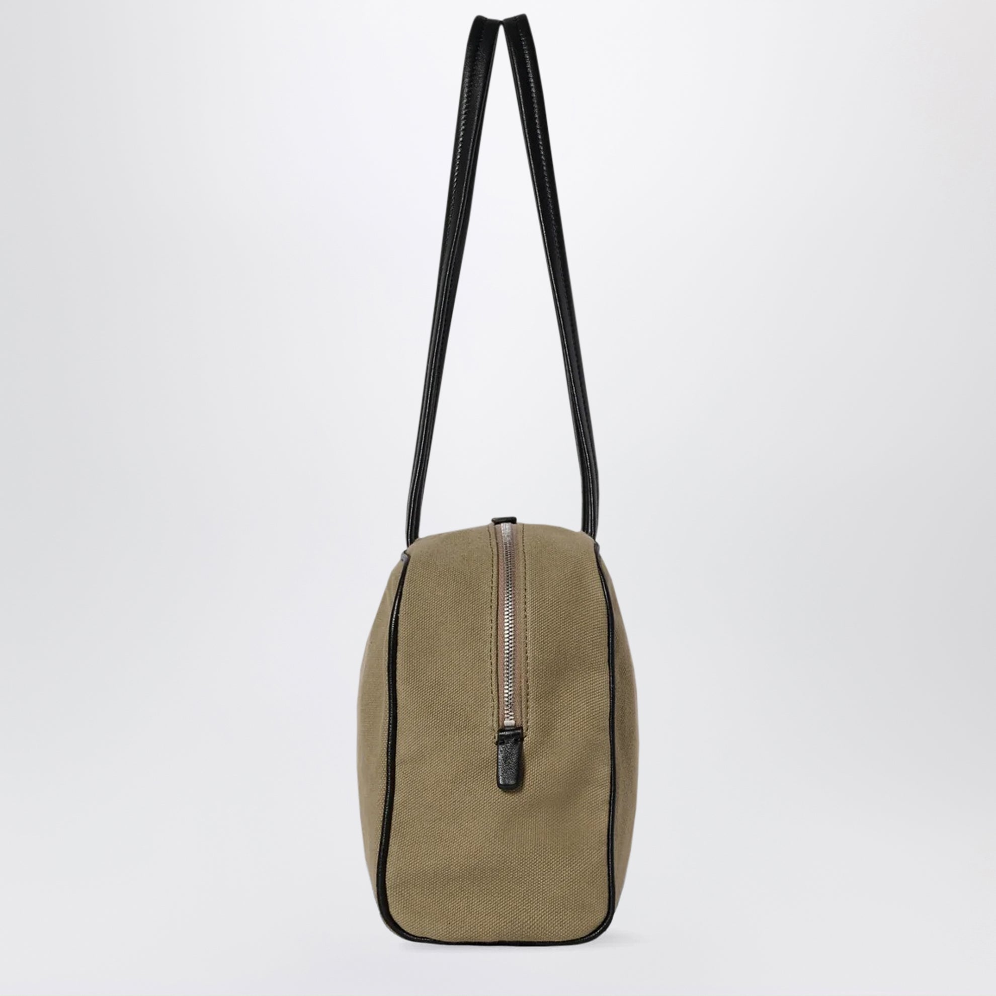 Bowlingtasche Astra aus Baumwollcanvas mit Leder in Schlamm/Schwarz