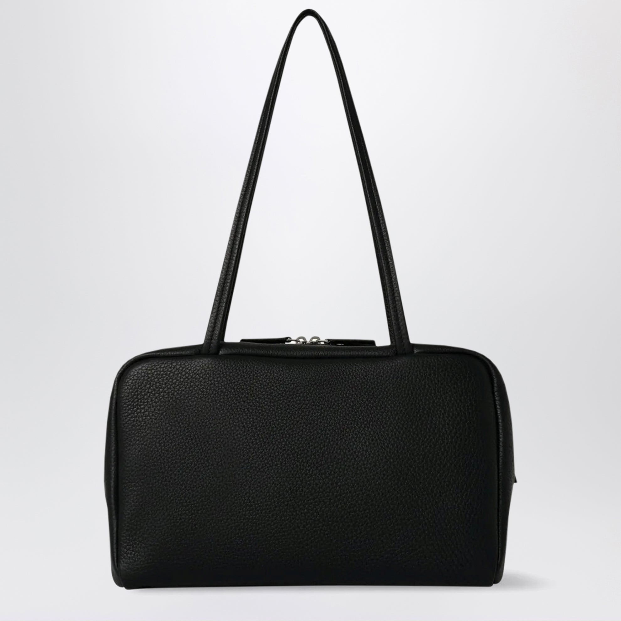 Borsa Astra bowling in pelle di vitello nera
