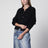 Schwarzer Polo-Cardigan aus Alpaka-Mischgewebe