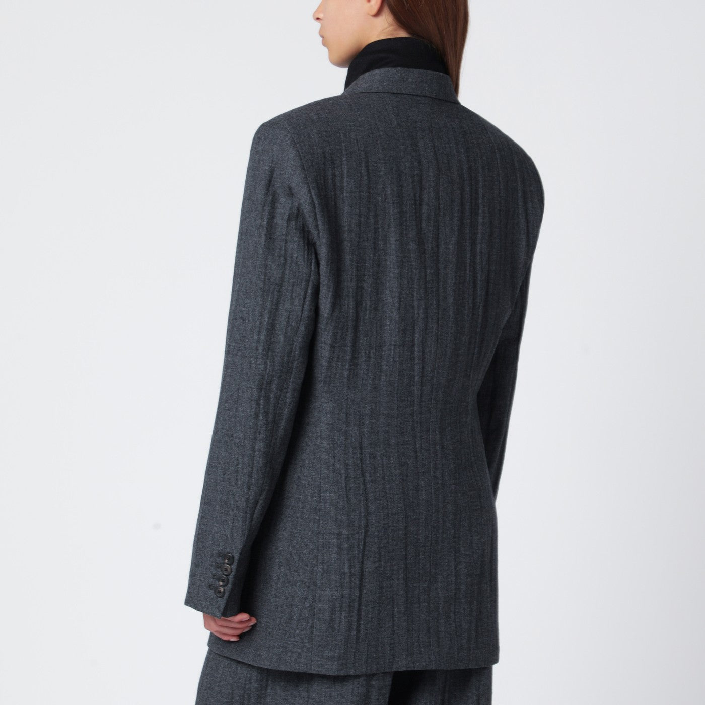 Graue einreihige Jacke aus Wollmischung
