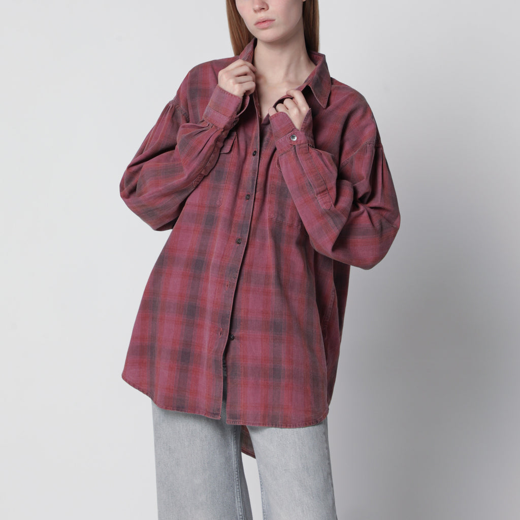 OUR LEGACY Dime oversized plaid cotton flannel shirt in red | TheDoubleF