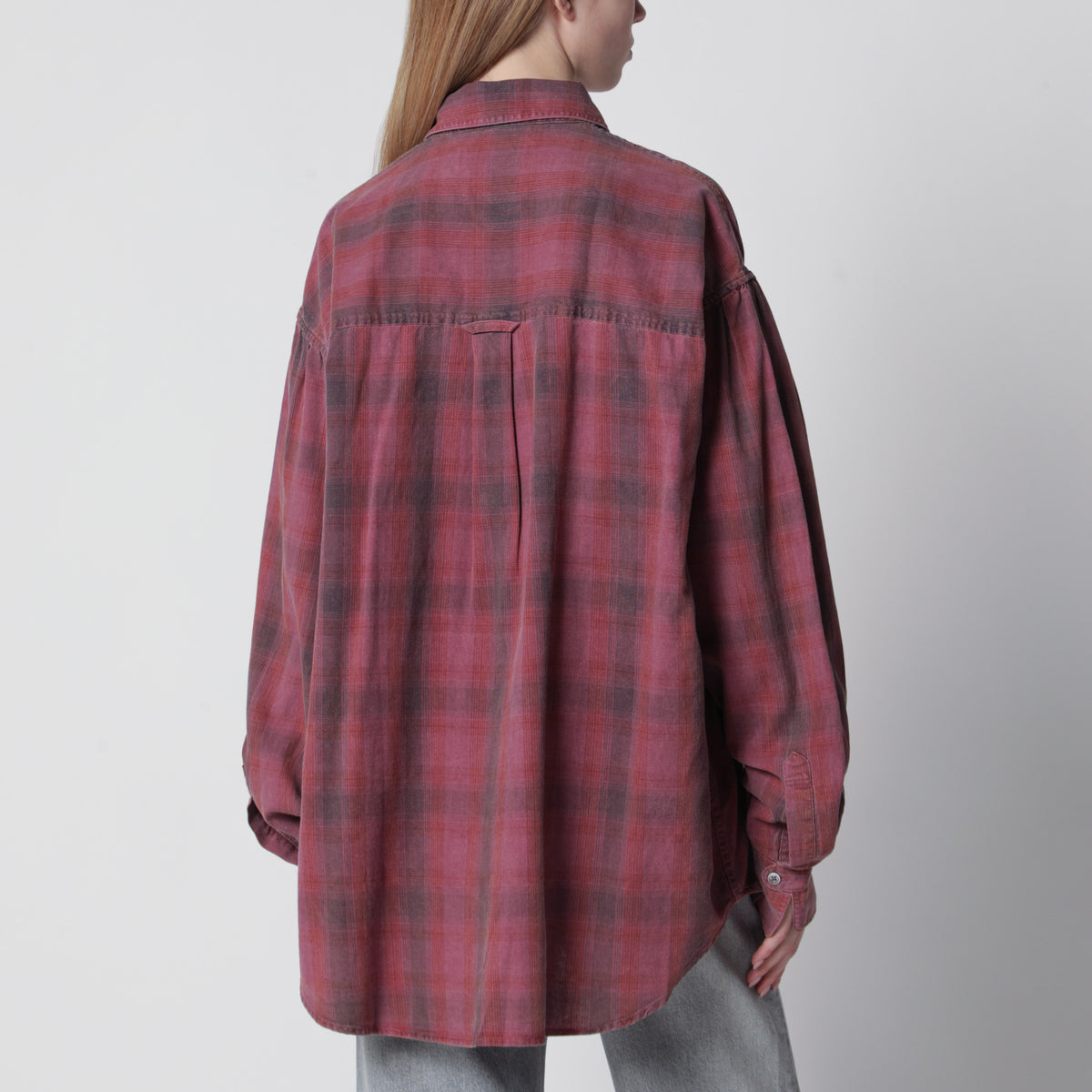 OUR LEGACY Dime oversized plaid cotton flannel shirt in red | TheDoubleF