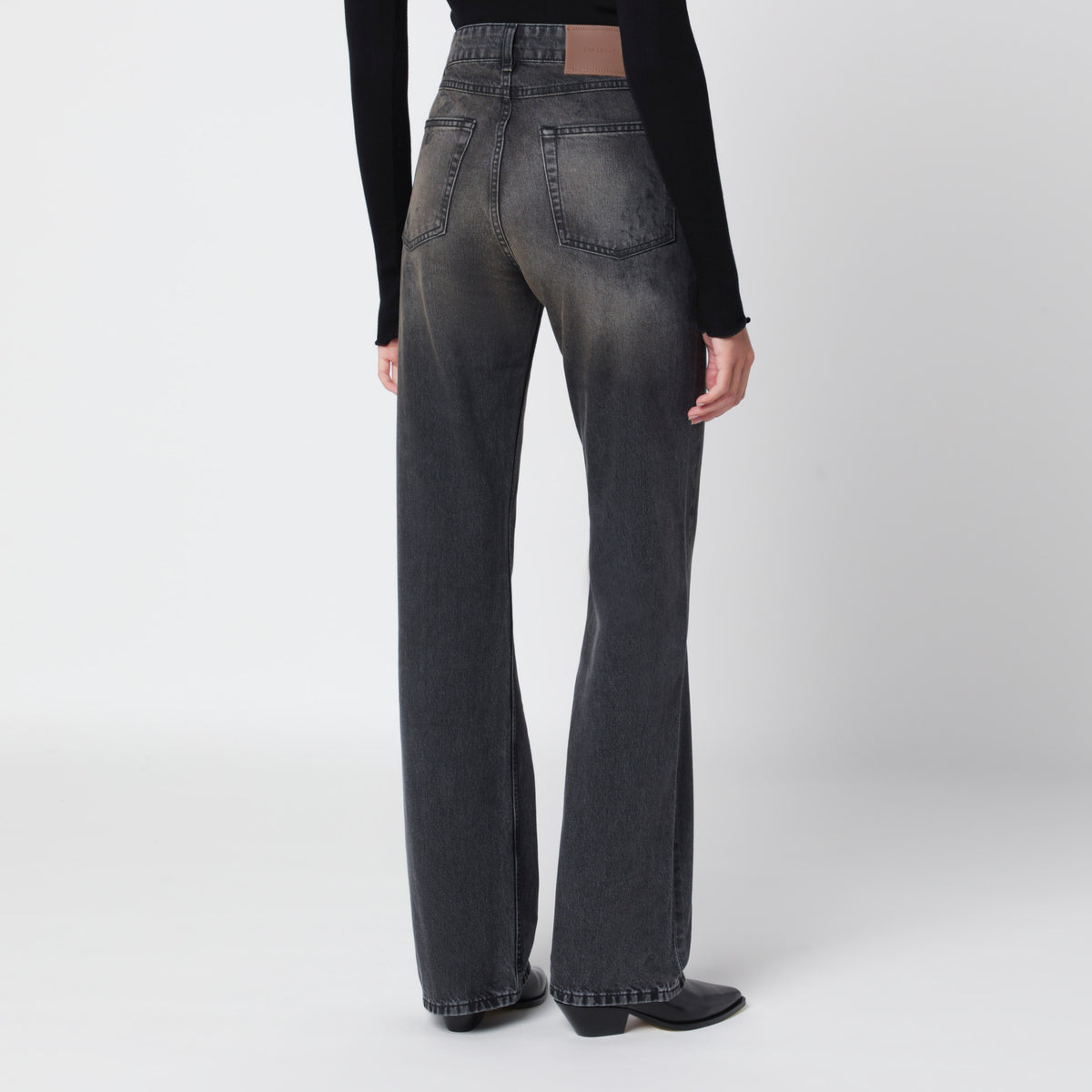 Black washed-effect Boot Cut jeans
