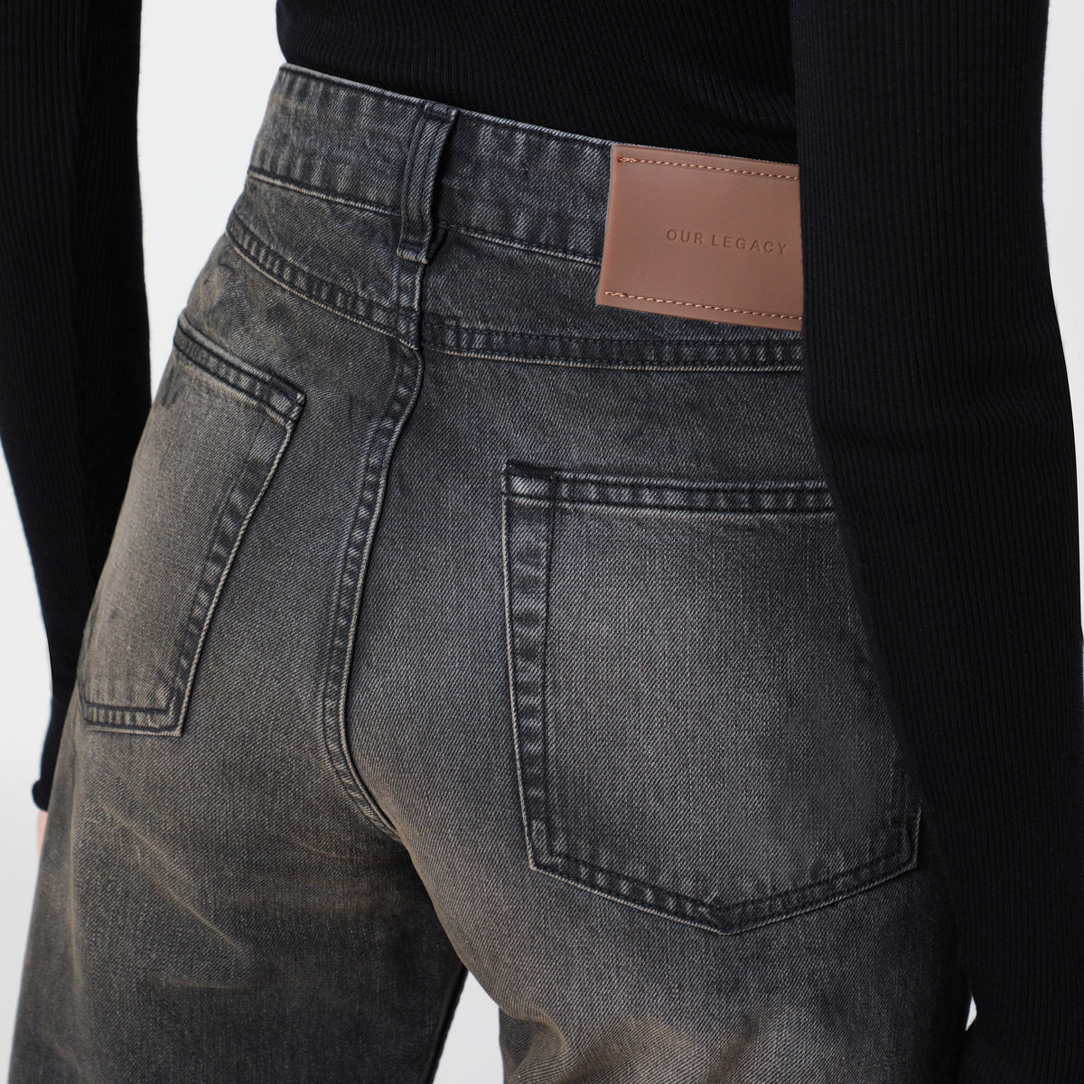 Black washed-effect Boot Cut jeans