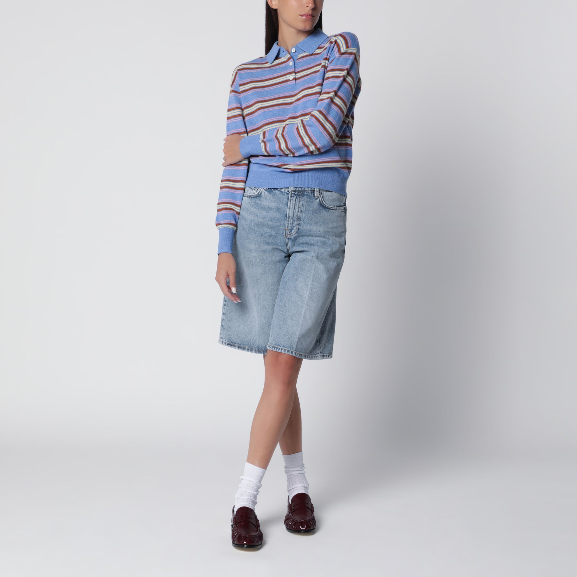 Maglia polo Collegiate Stripe Dalf Blue