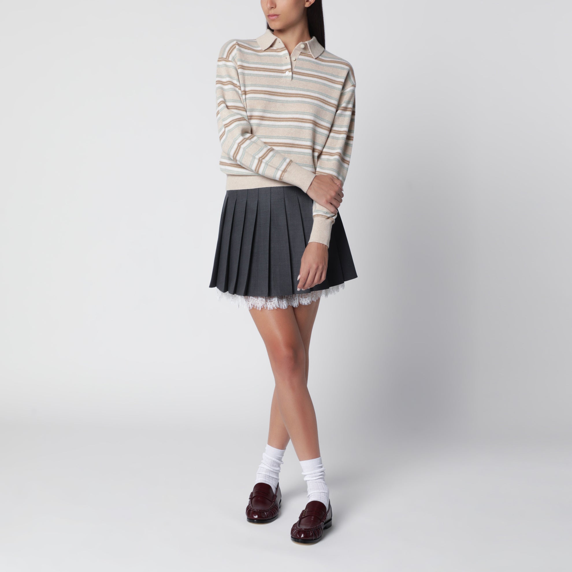 Maglia polo Collegiate Stripe Sandstone