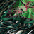 Green silk jacquard scarf with fringes