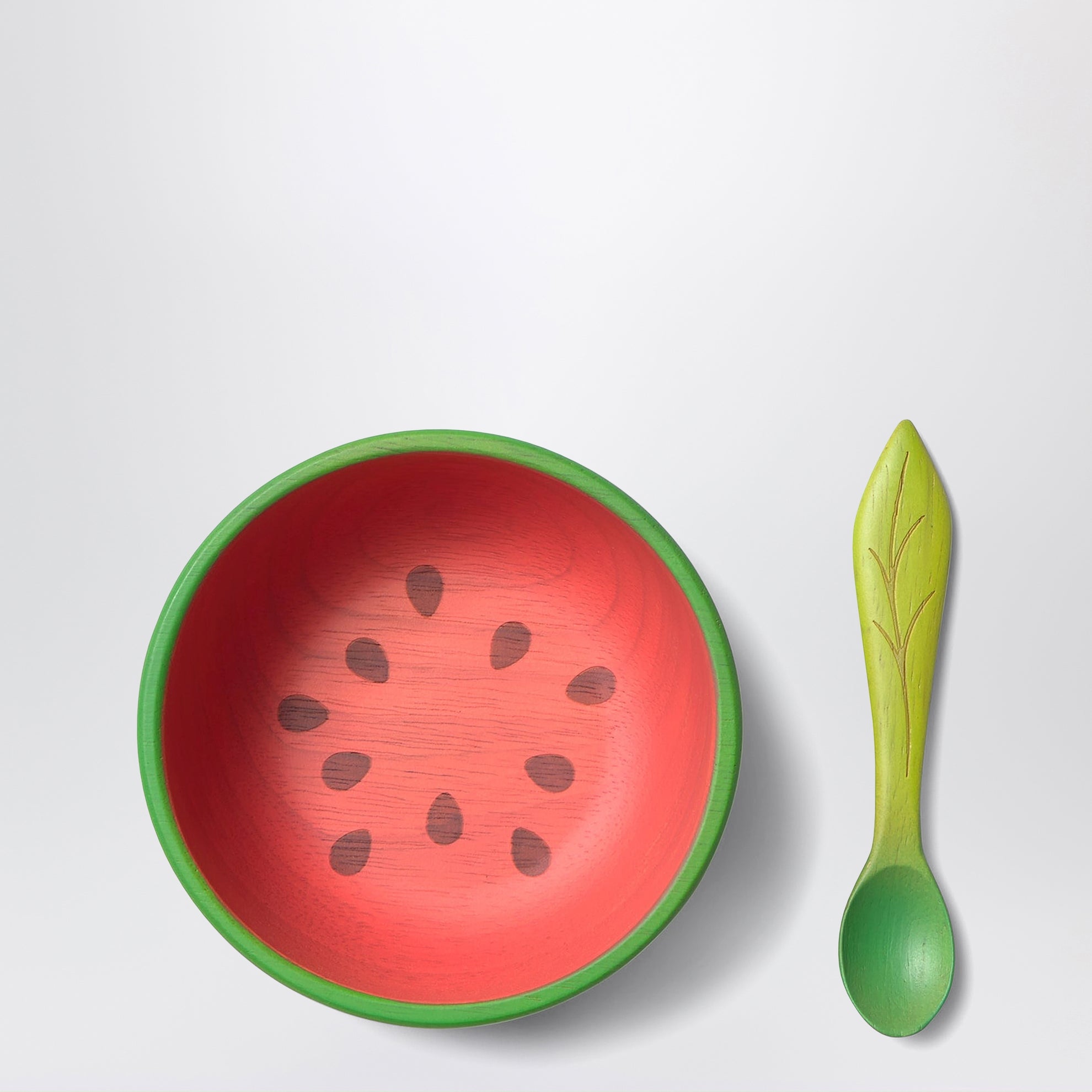 Watermelon-shaped plate and spoon set
