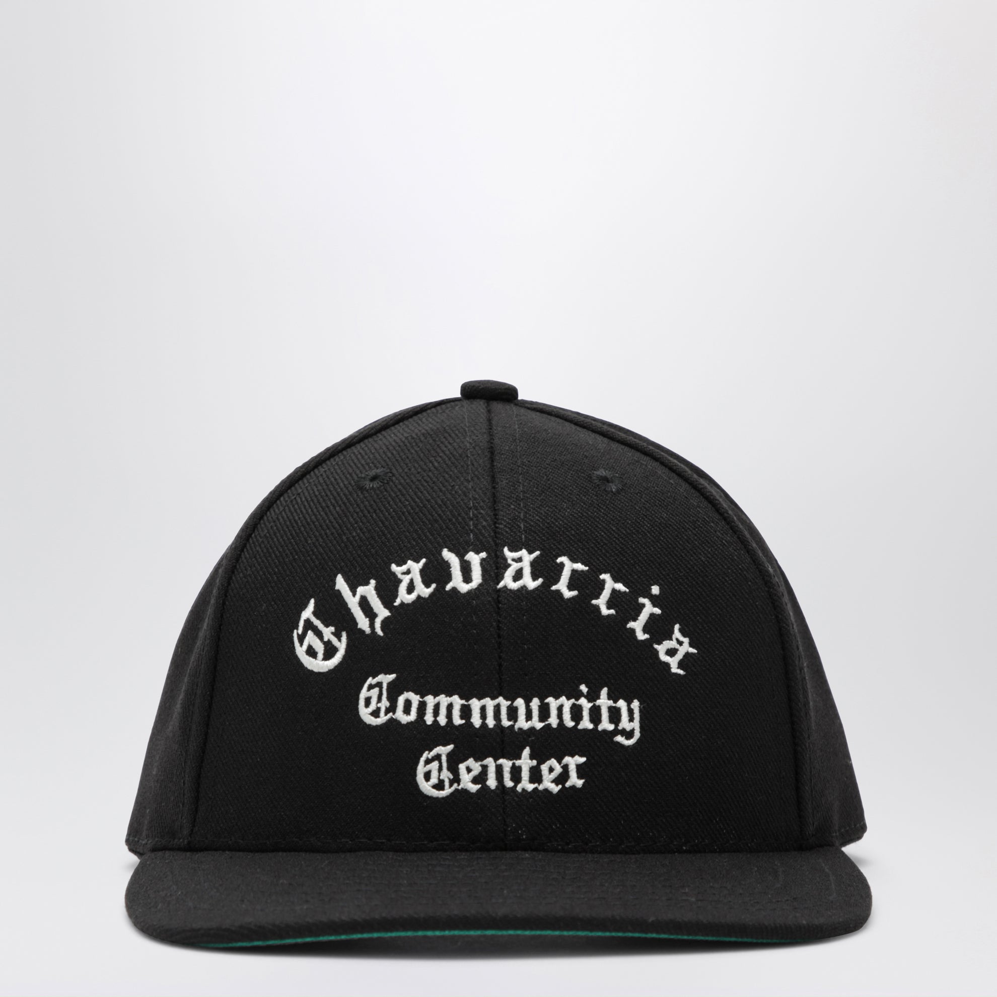 Black baseball cap with embroidered logo