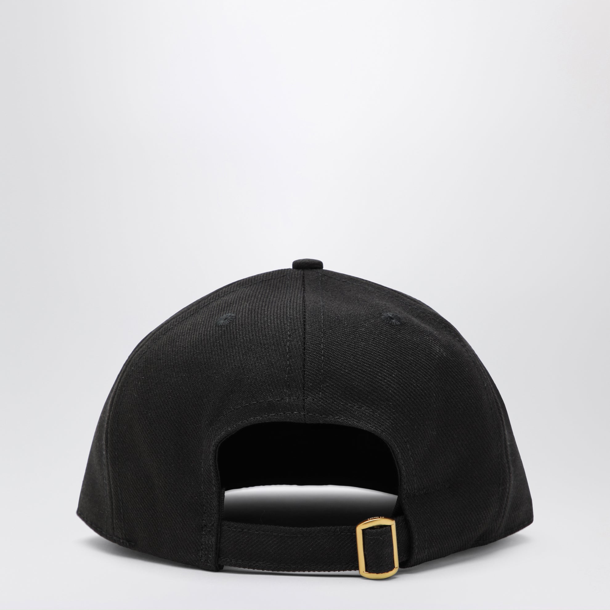Black baseball cap with embroidered logo