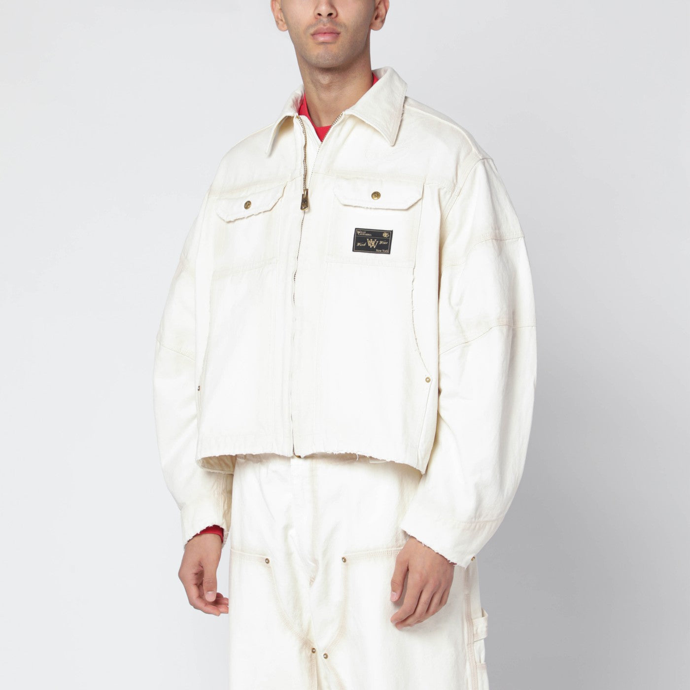 Veste zippée Stockton blanche effet délavé