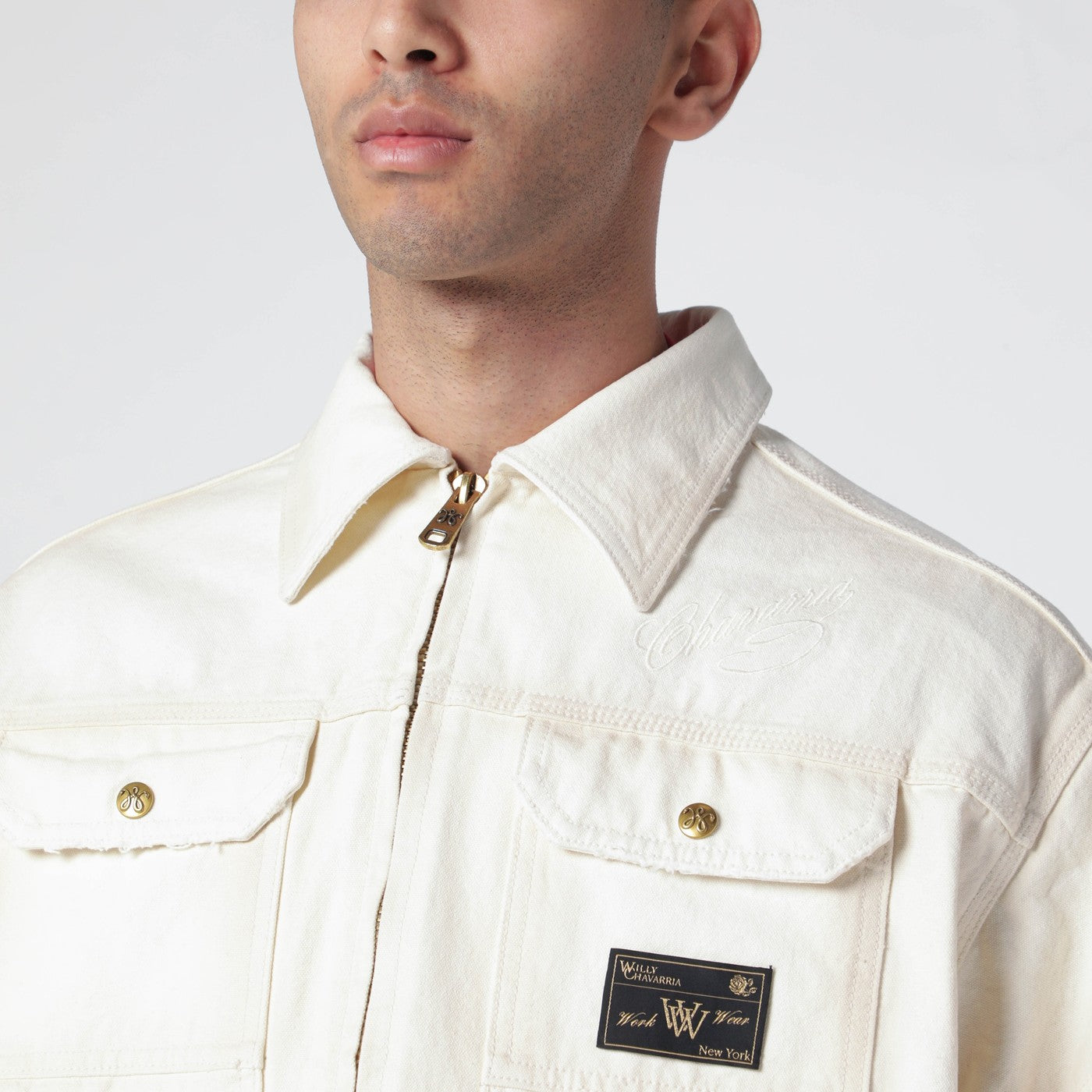 Veste zippée Stockton blanche effet délavé
