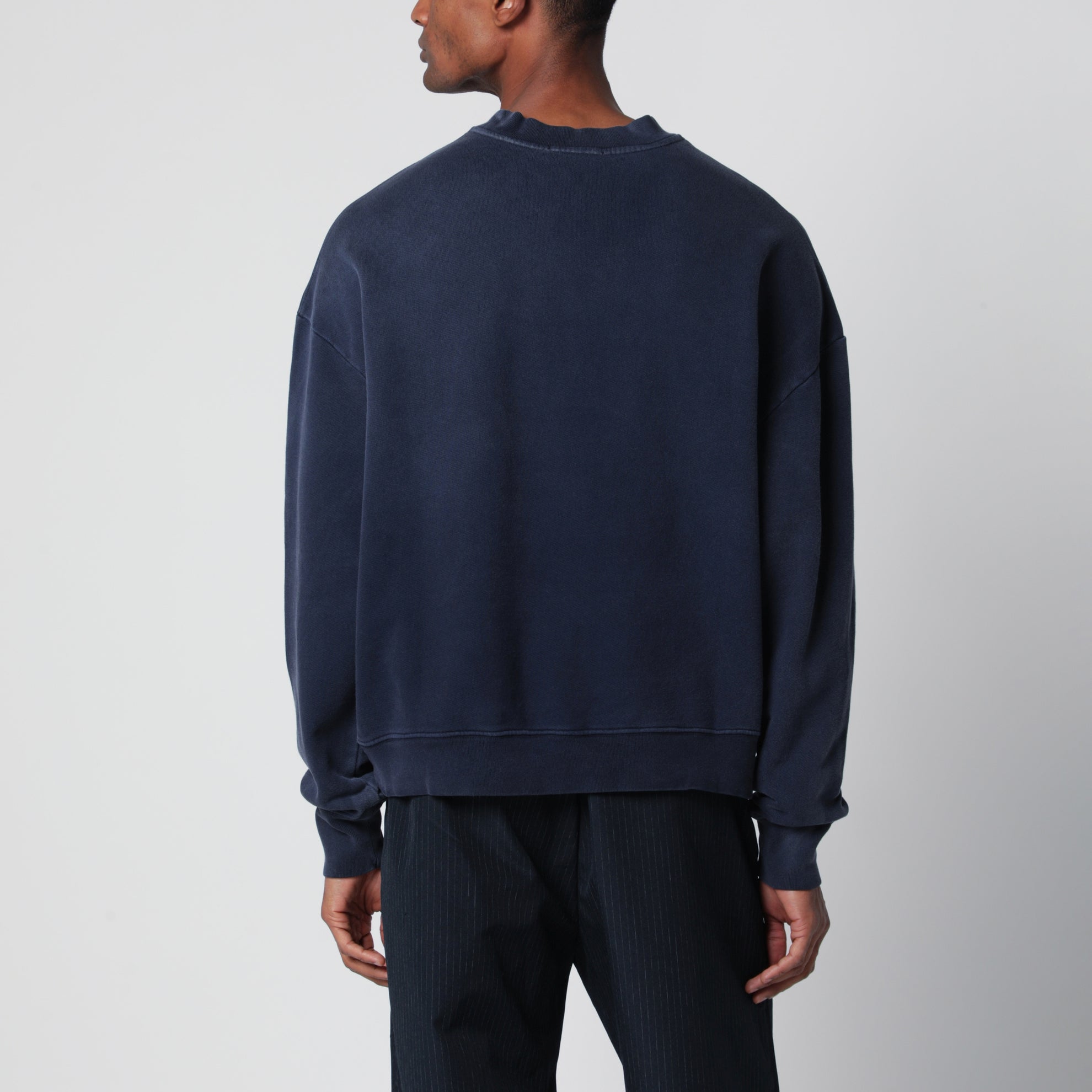 Felpa blu navy effetto vintage con stampa logo