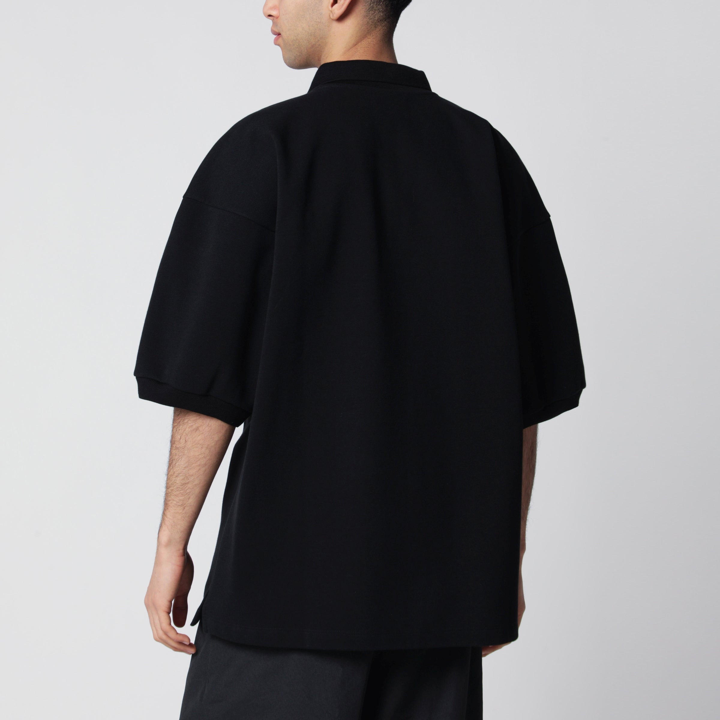 Willy Chavarria Black Fashion Service cotton piqué polo shirt