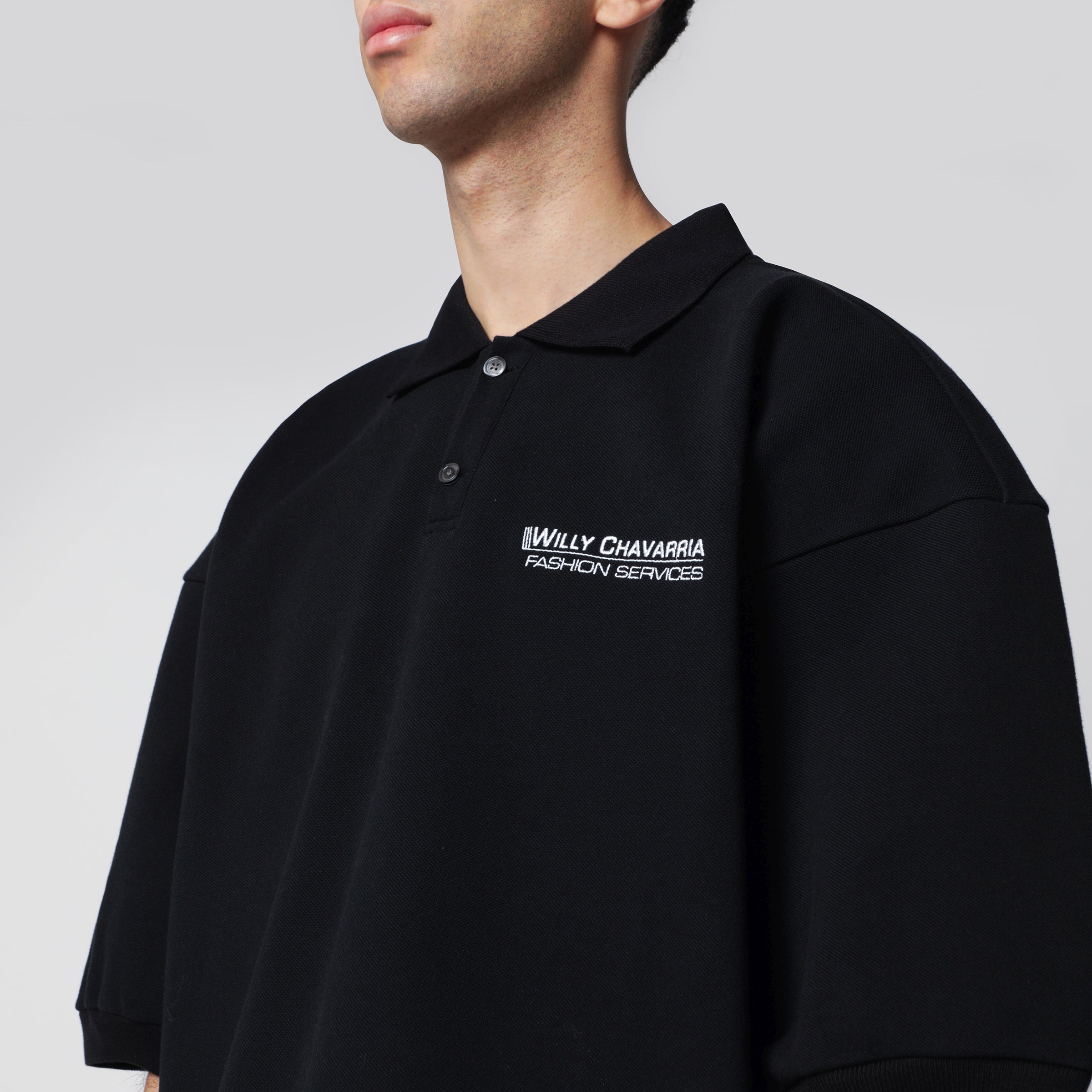 Willy Chavarria Black Fashion Service cotton piqué polo shirt