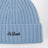 Berretto azzurro in lana con ricamo logo
