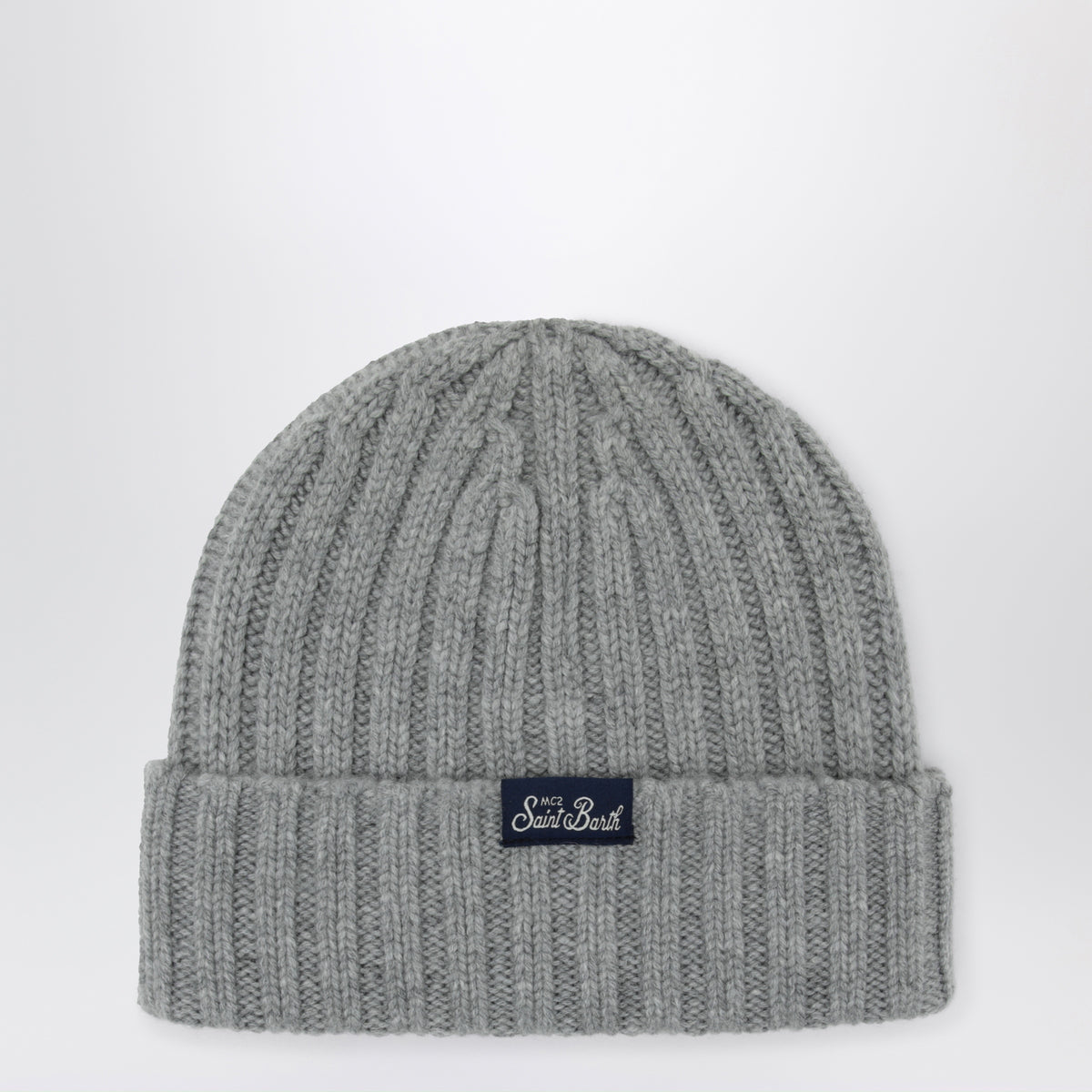 Bonnet gris en laine avec logo brodé