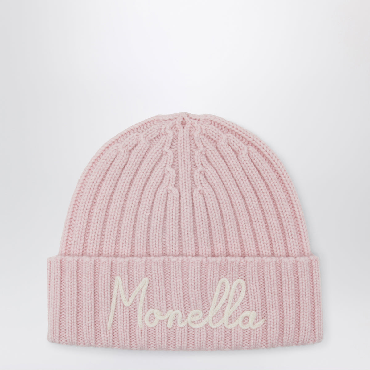 Bonnet rose en laine avec logo brodé
