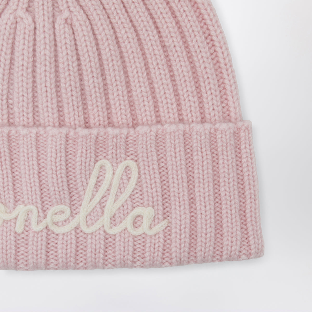 Bonnet rose en laine avec logo brodé