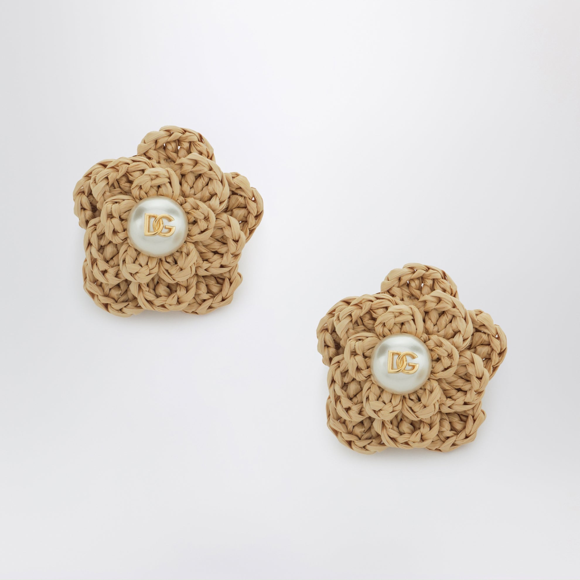 Clip-Ohrringe mit Blumen aus Messing in Gold