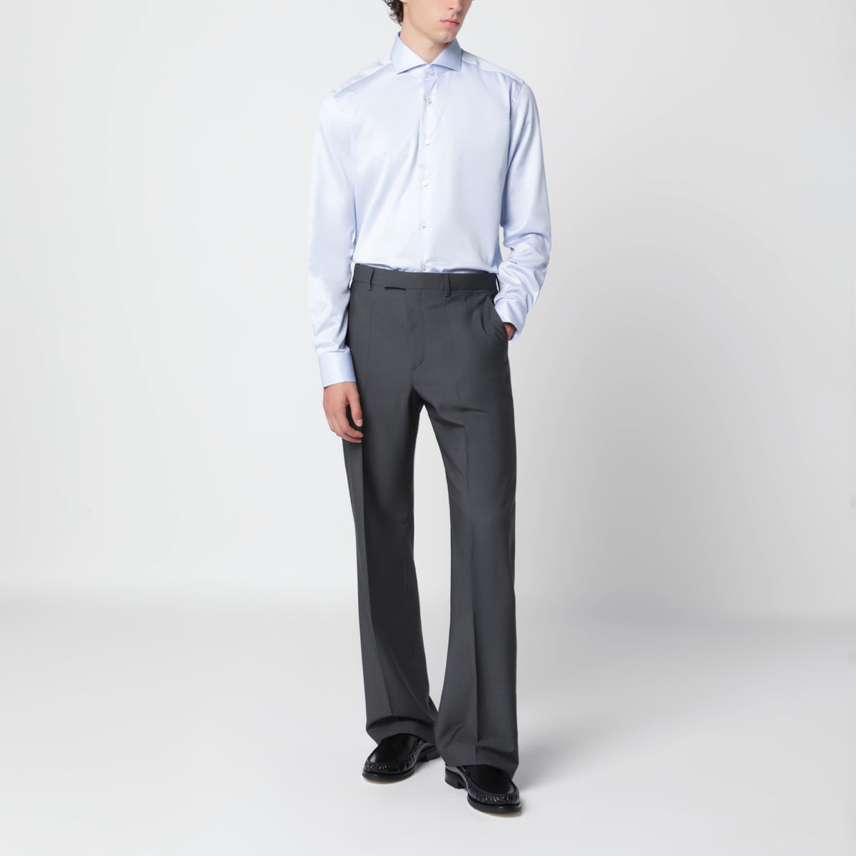 Hellblaues Travel Hemd aus Baumwolle Tailor Fit