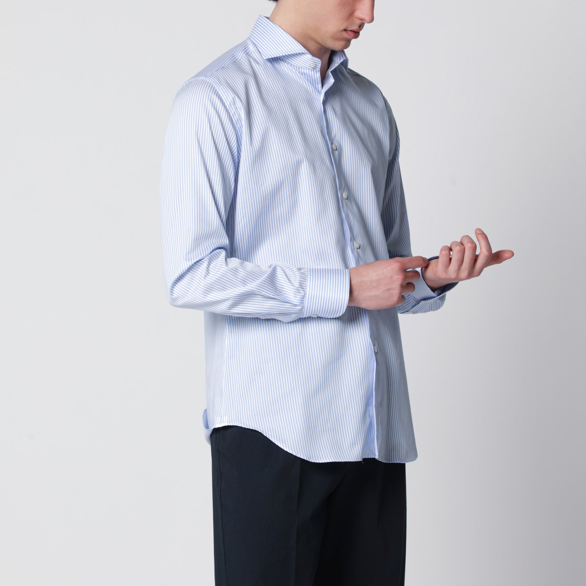 Chemise Travel rayée blanc/bleu