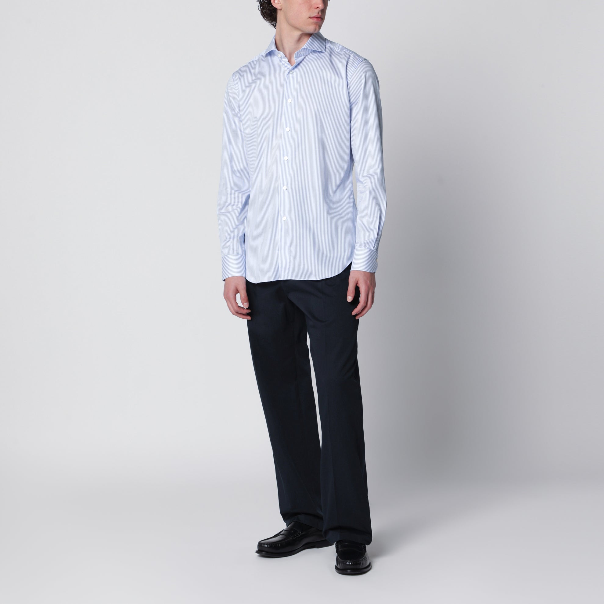 Chemise Travel rayée blanc/bleu