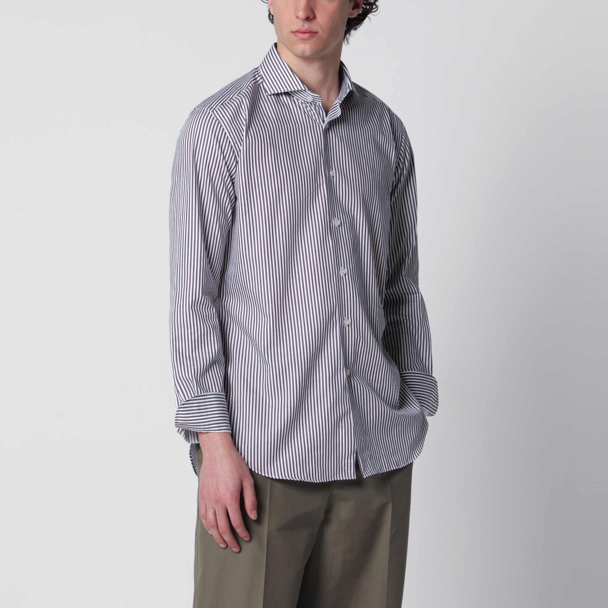 Camicia Travel a righe bianca/marrone