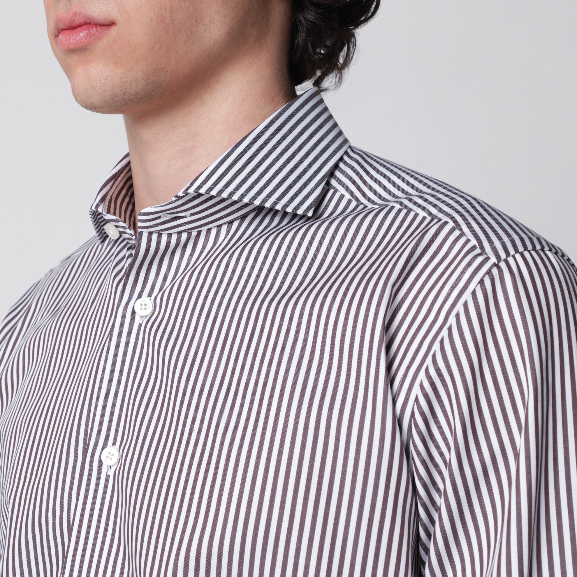 Camicia Travel a righe bianca/marrone