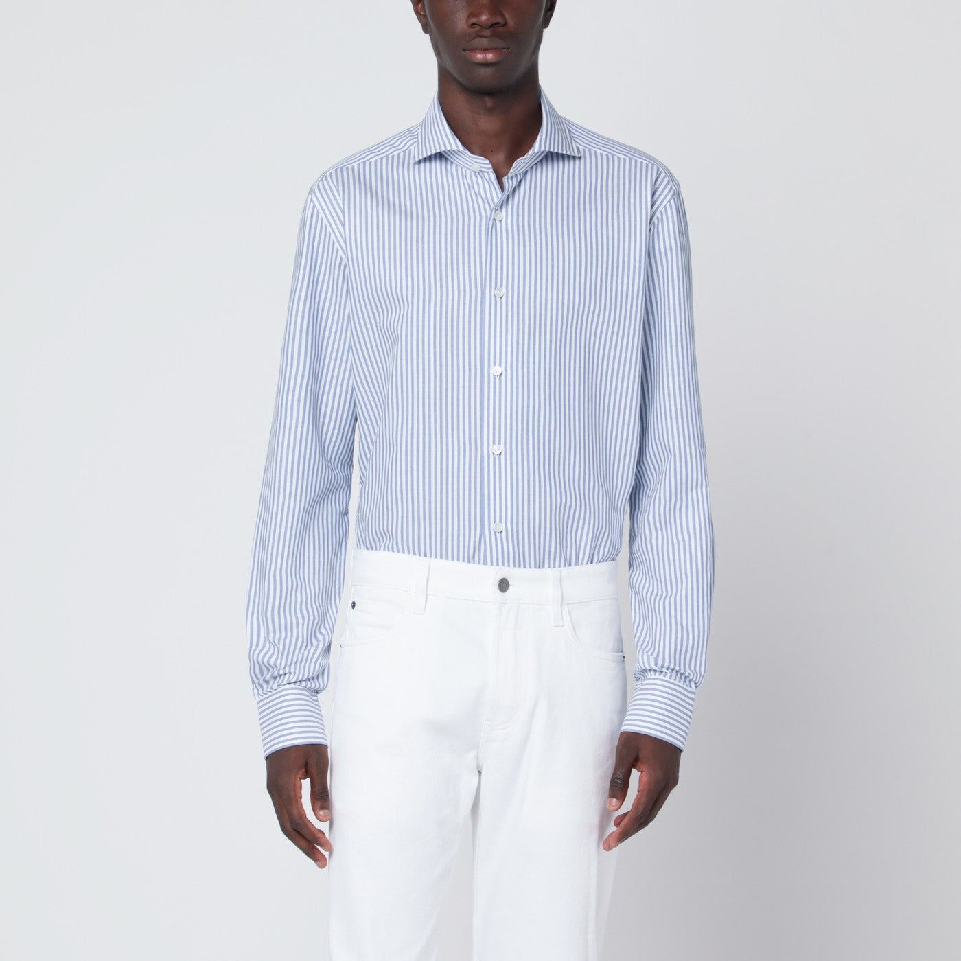 Camicia Travel bianca a righe Tailor Fit