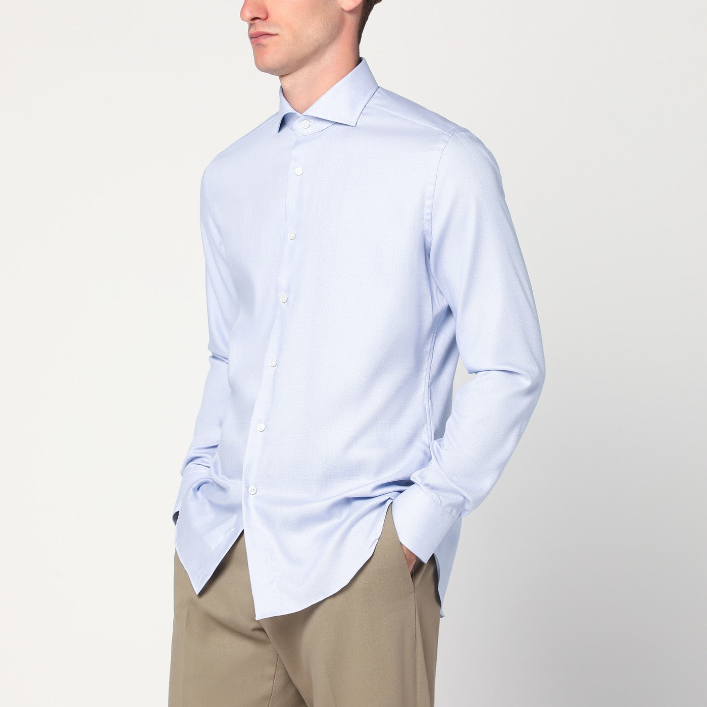 Light blue Travel cotton shirt