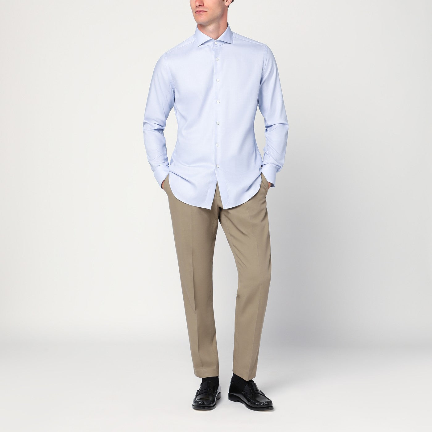 Light blue Travel cotton shirt