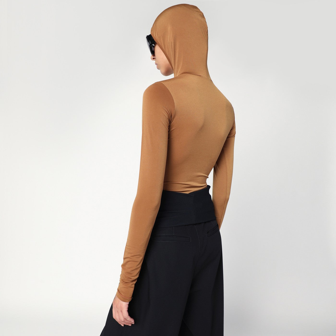 Billie hooded top in caramel colour