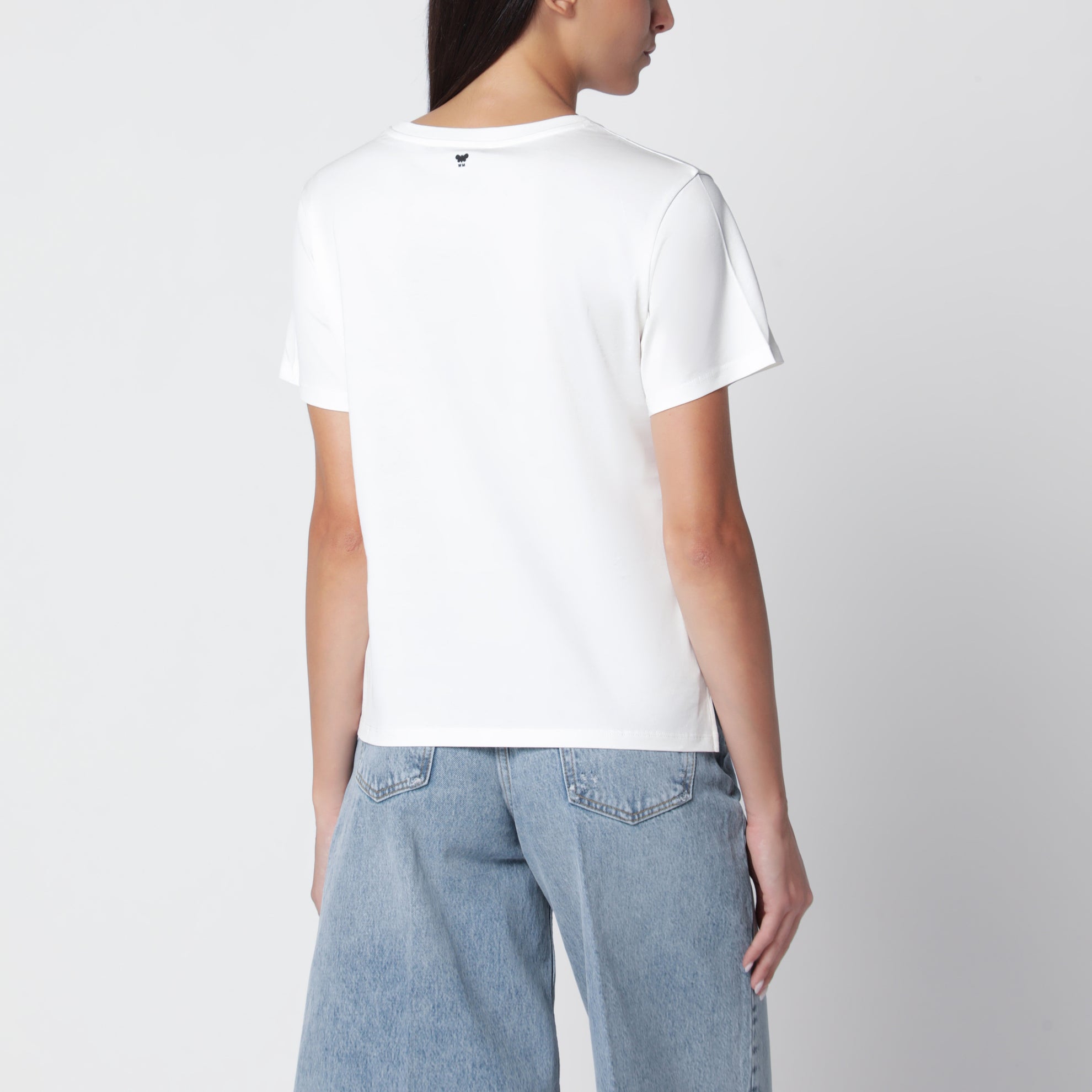T-shirt en jersey de coton blanc avec broderie