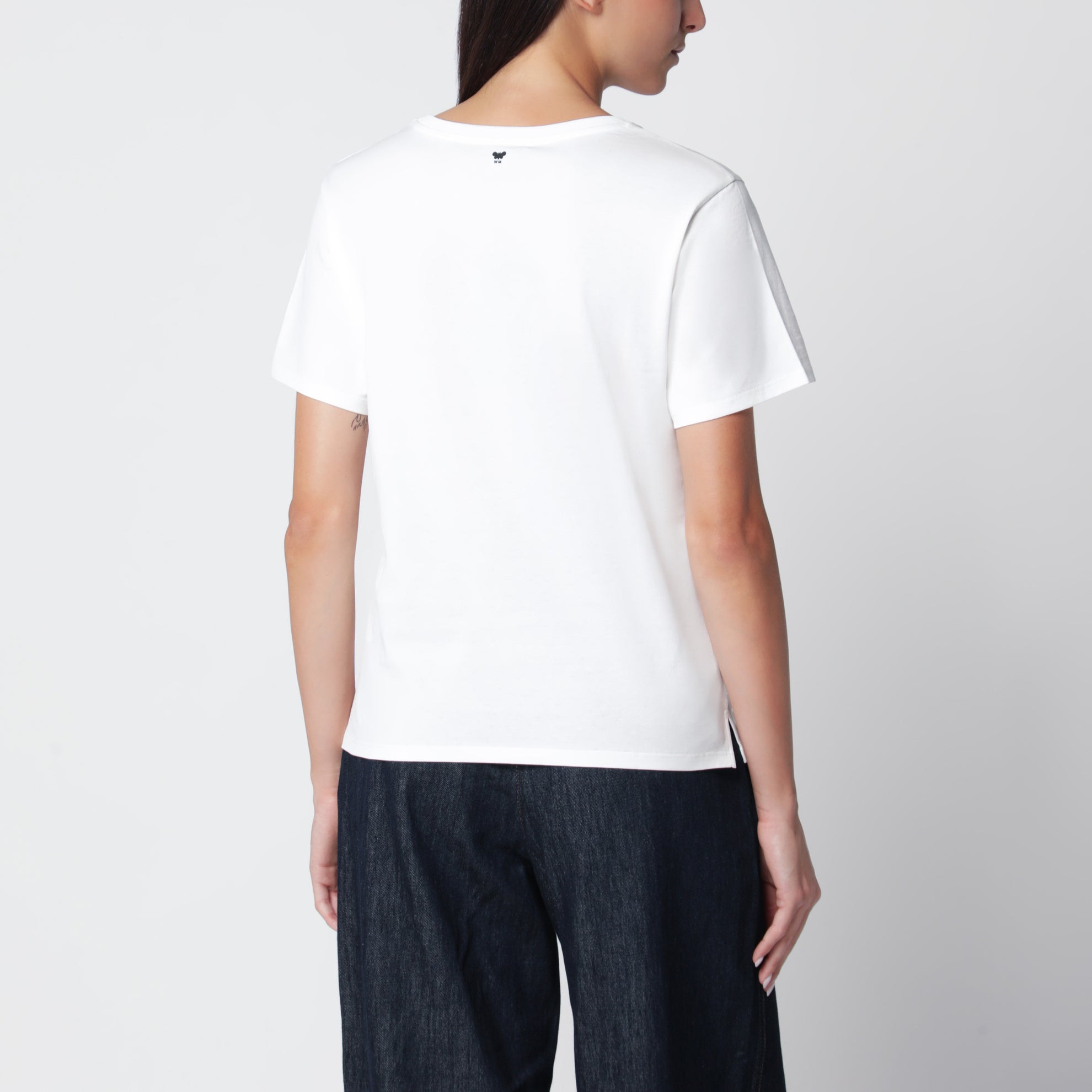 T-shirt en jersey de coton blanc à fleurs