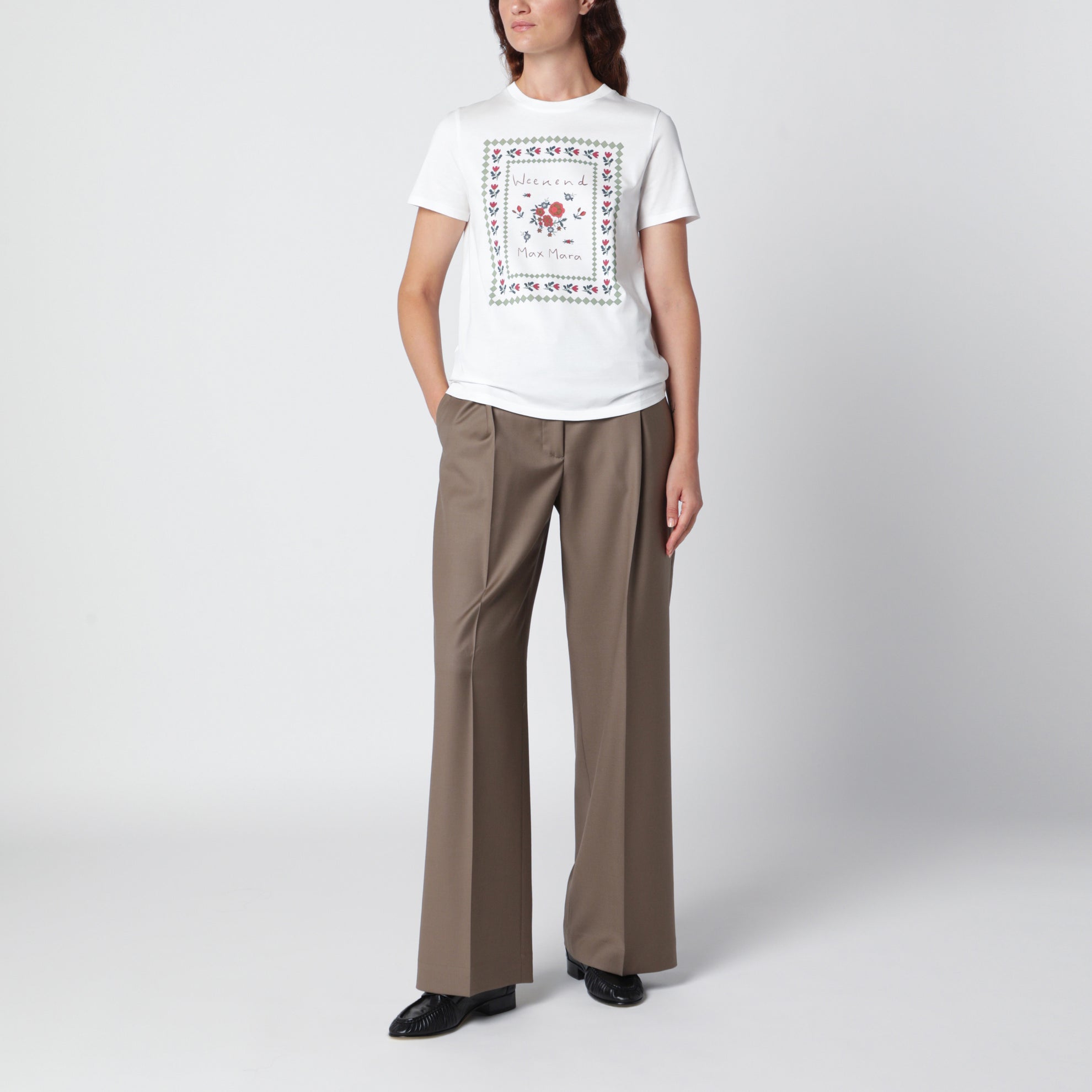 T-shirt bianca in cotone con stampa