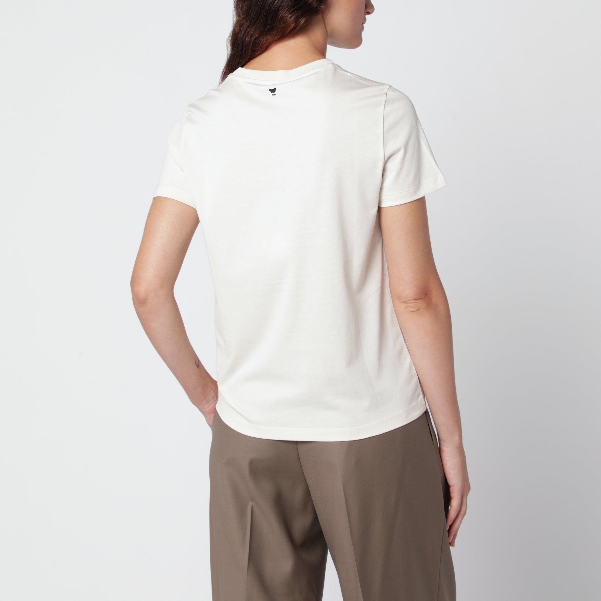Cremefarbenes T-Shirt aus Baumwolle mit Logoprint
