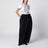 T-shirt bianca in lino ricamato e jersey di cotone stretch