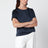 T-shirt bleu satiné à col rond