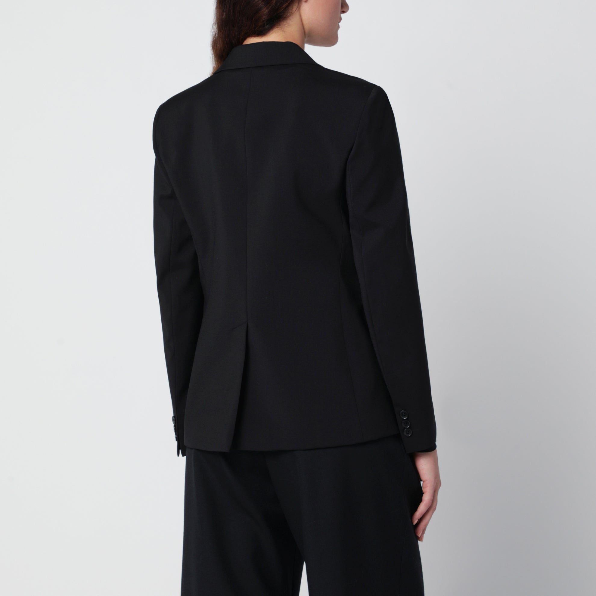 Blazer noir à simple boutonnage en laine stretch
