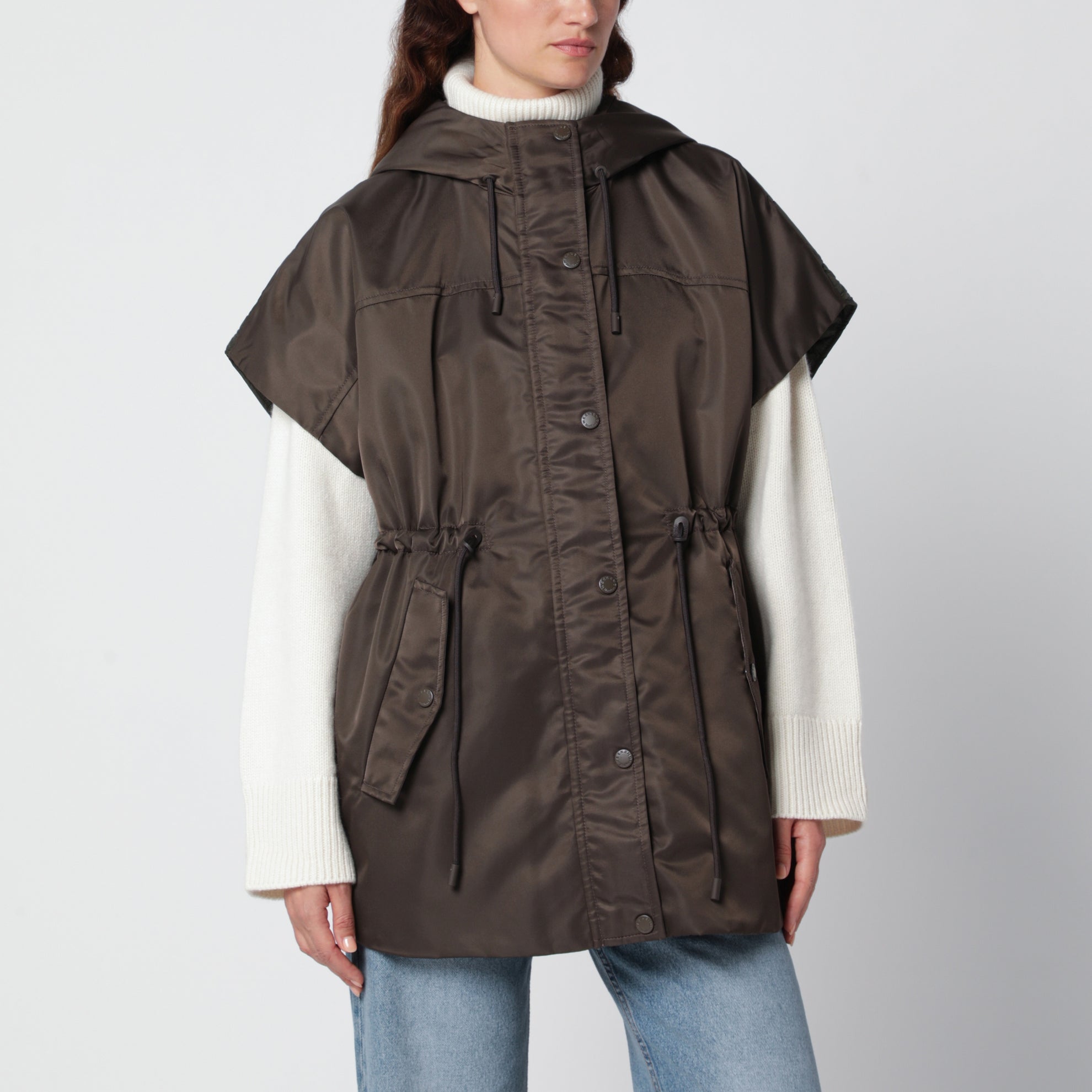 Gilet imbottito fango in twill antigoccia