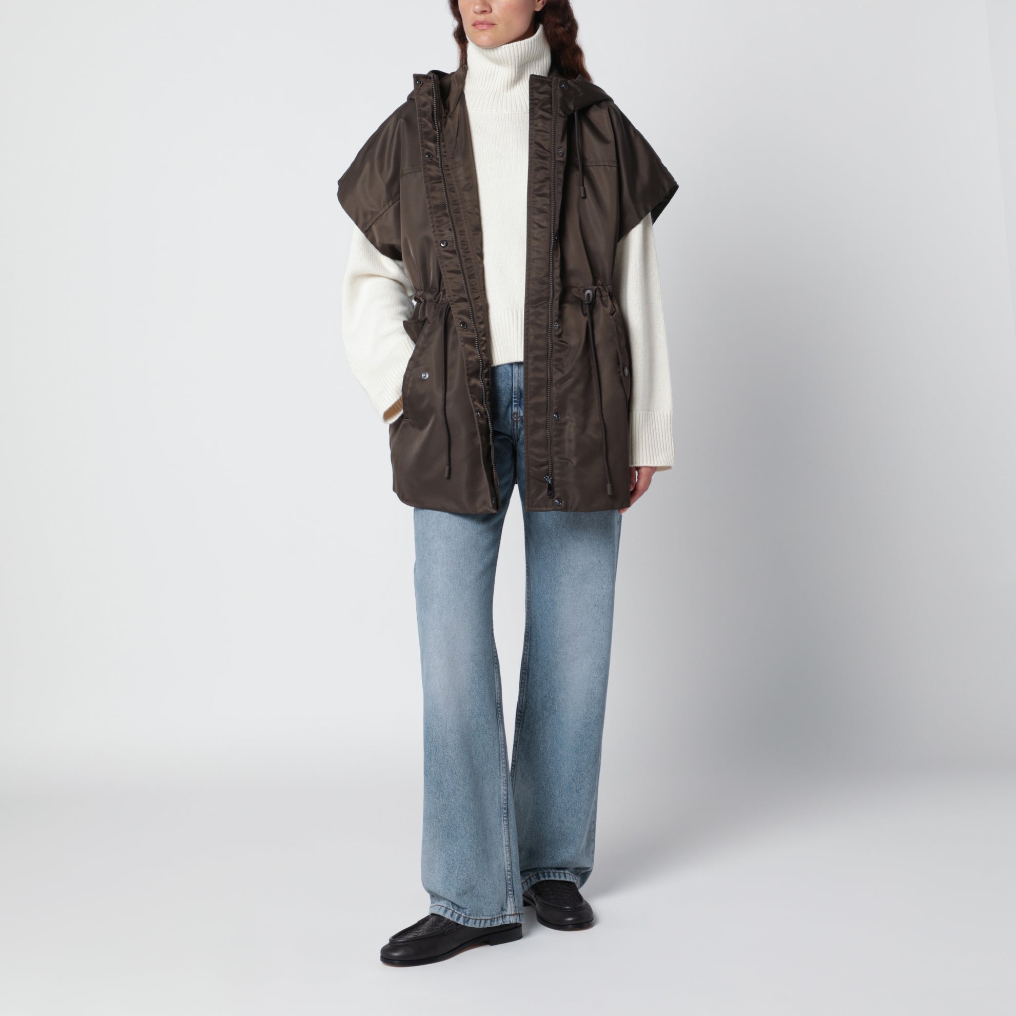 Gilet imbottito fango in twill antigoccia