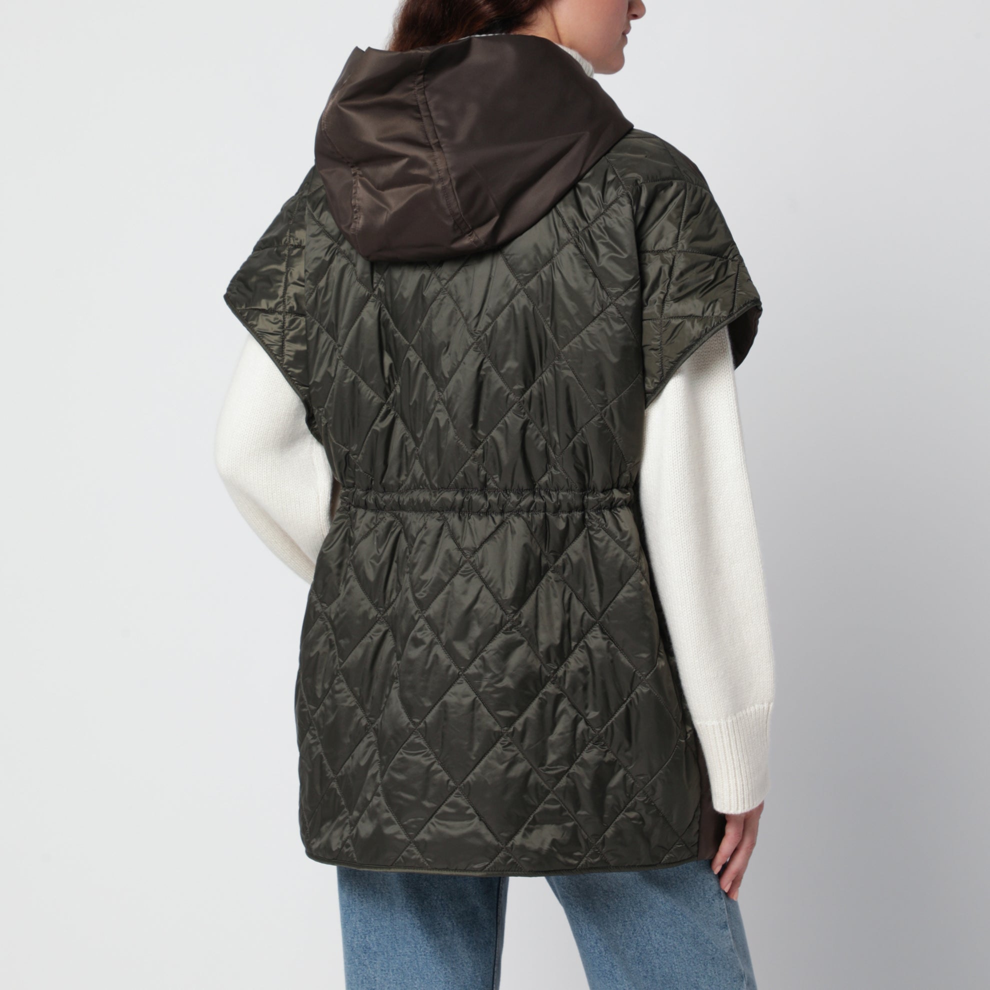 Gilet imbottito fango in twill antigoccia