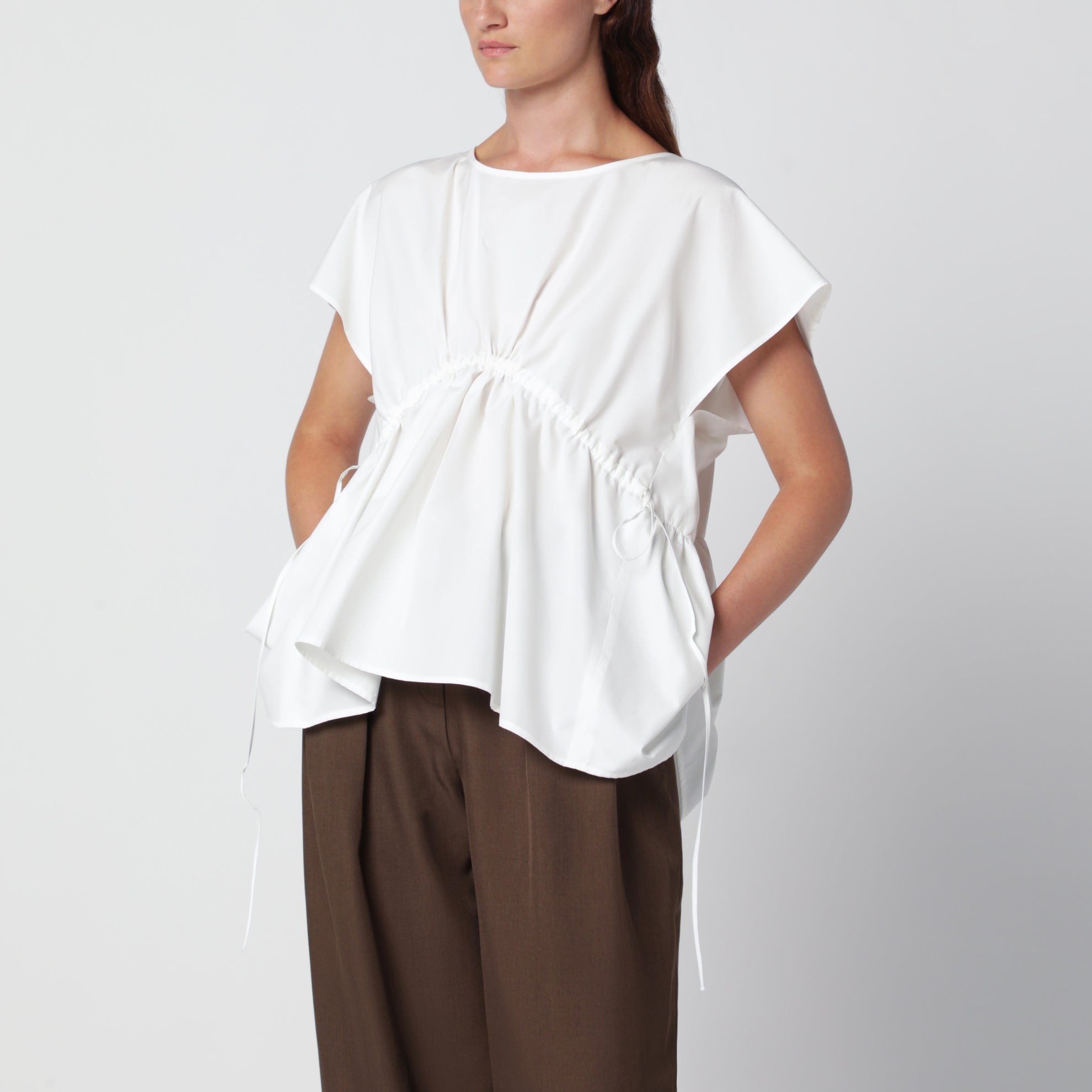 Chemisier en popeline de coton blanc